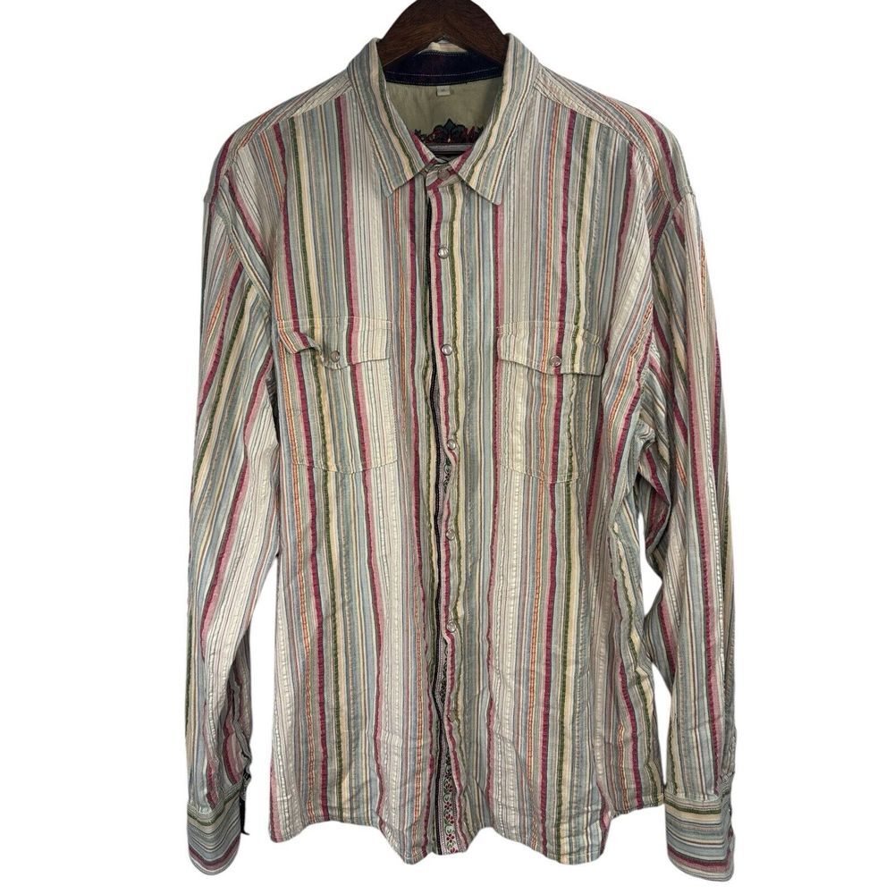 Scully Top Button Up Women XL‎ Western Rodeo Stripped  Flip Cuff Long Sleeve